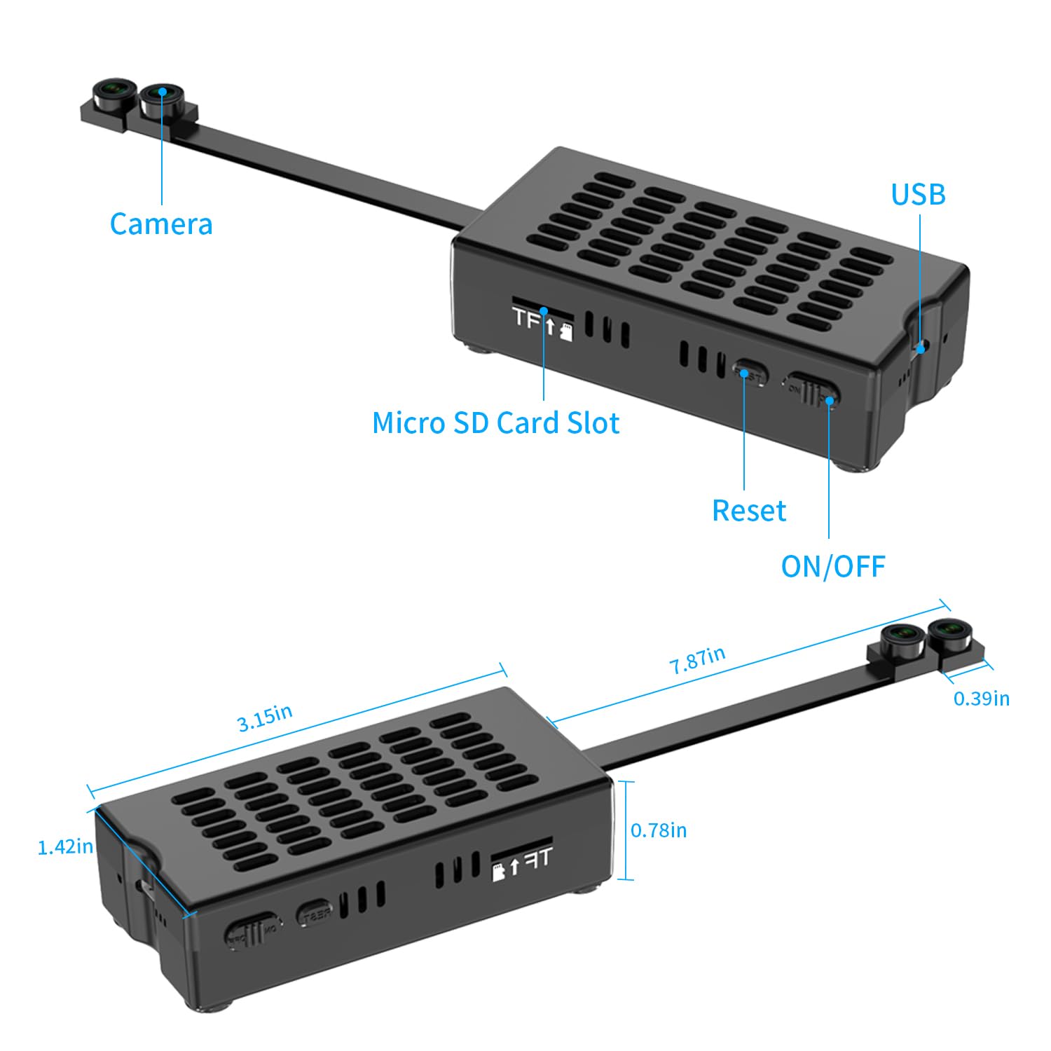 Módulo de cámara oculta pequeña para bricolaje, lente dual Full HD 1080P, mini cámara espía, pequeña cámara discreta para niñera, almacenamiento en la nube