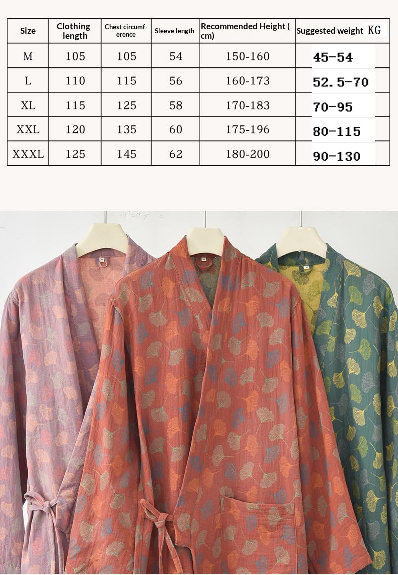 PRINCESS BRIDE Albornoz de algodón 100 % teñido con hilo jacquard de doble capa de gasa estilo kimono para descansar, unisex