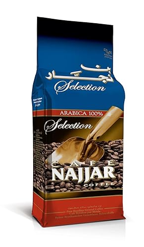 Café Najjar, café turco, 15.87 oz , granos de café 100% arábica, café molido, tostado oscuro, café libanés, café árabe, bebidas de café, funciona disponible en Yaxa Peru