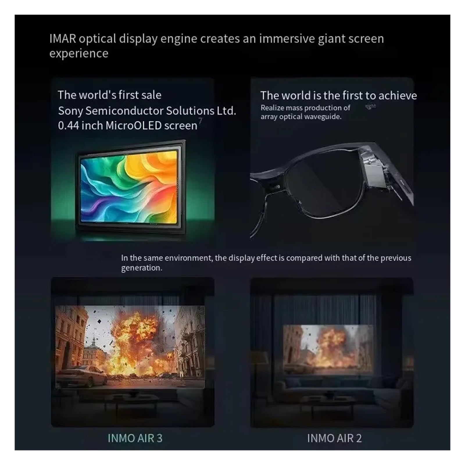 Gafas Inteligentes de Realidad Aumentada Air 3: Control inalámbrico a Todo Color, traducción en Tiempo Real y comandos de Texto con cámara, Todo en uno.