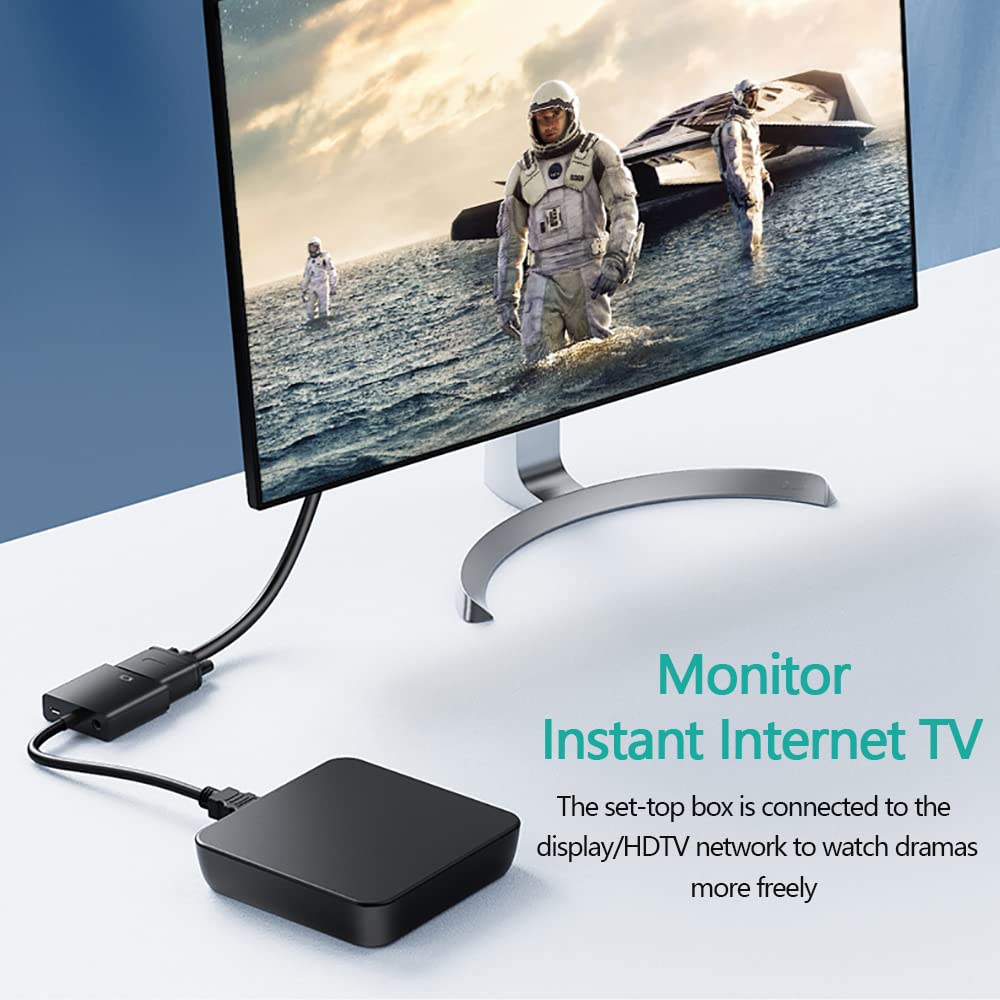 Adaptateur HDMI vers VGA 1080P, Convertisseur VGA vers HDMI avec Câble Audio 3,5 mm et Connecteur Doré pour PC, Projecteur, HDTV, PS4/3