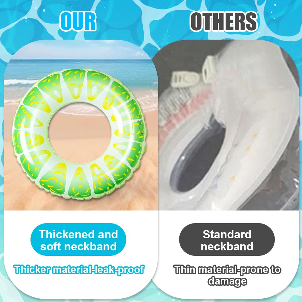 Neumáticos Hinchables de 75CM con Diseño de Frutas para Piscina, 4 Piezas con 2 Pelotas de Agua, Neumáticos de PVC para Niños y Adultos, Ideal para Playa, Piscina, Verano y Fiestas, Diseños de