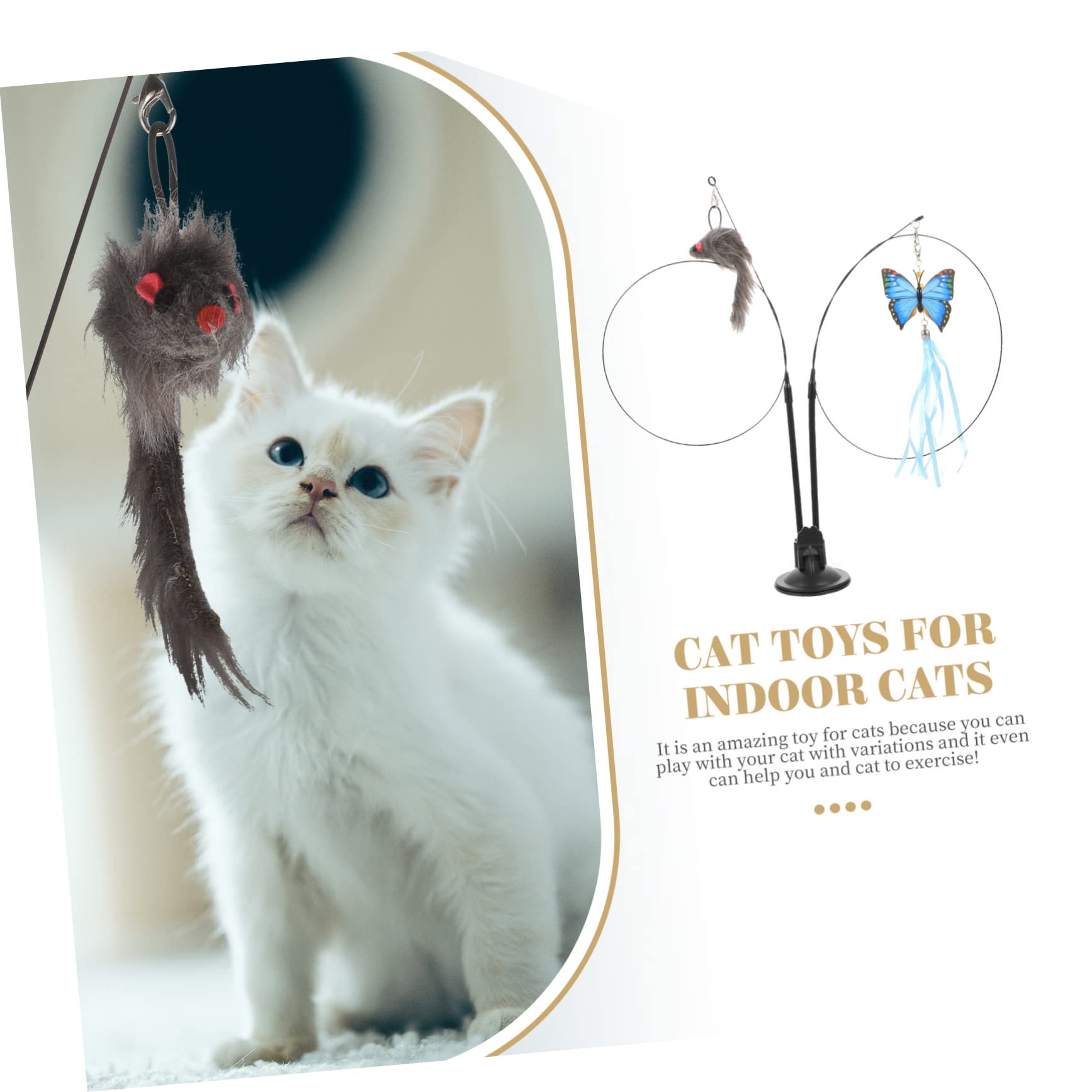 Yardwe 4stücke Doppelte Teaser-Sticks Für Katzen Mit Saugnapf Interaktives Spielzeug Für Katzen Fördert Und Mit Zwei Bunten Federaufsätzen Blaues Schmetterling Graue