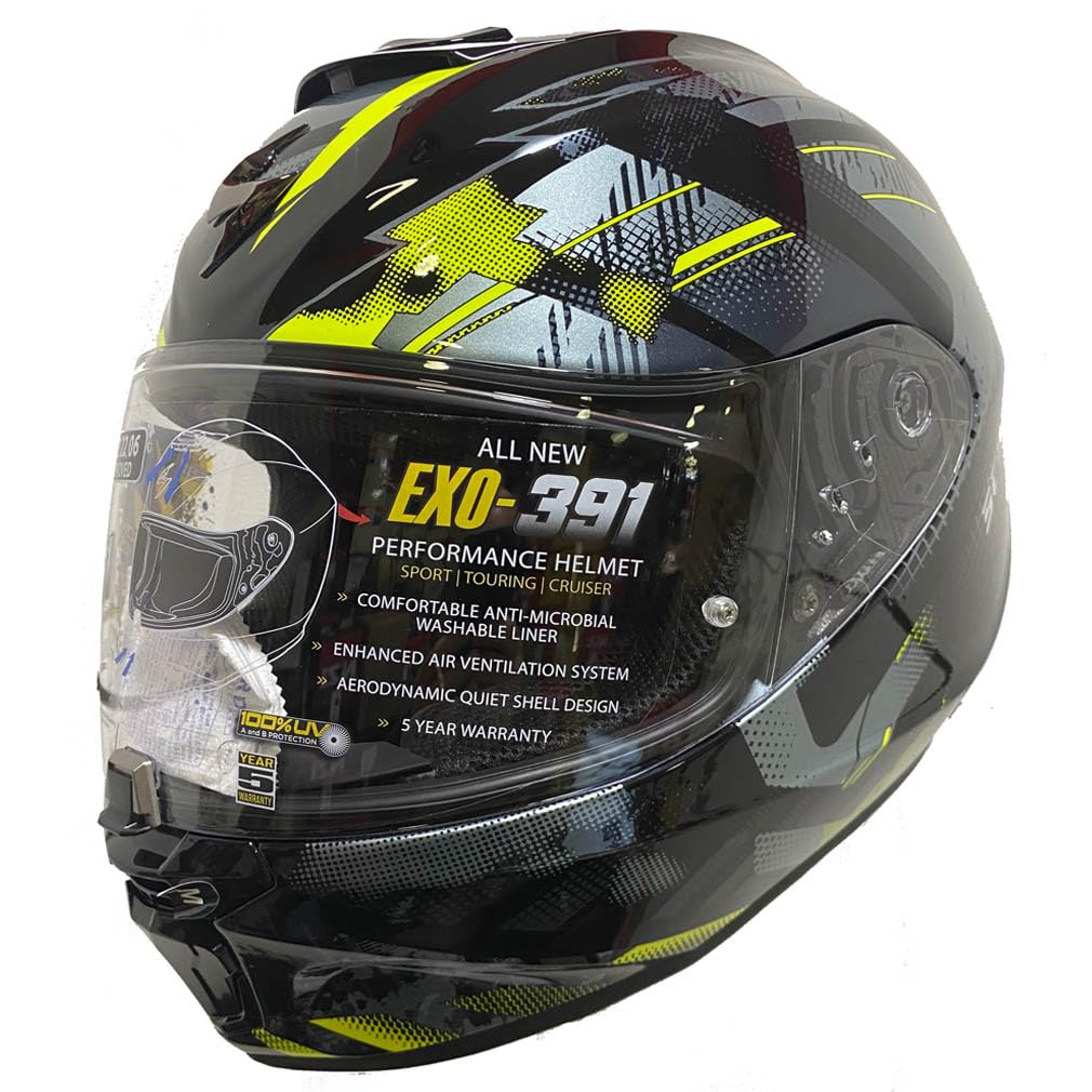Scorpion Exo-391 Clutter Amarillo | Casco de Moto Integral Unisex Hombre y Mujer Homologado ECE 22.06