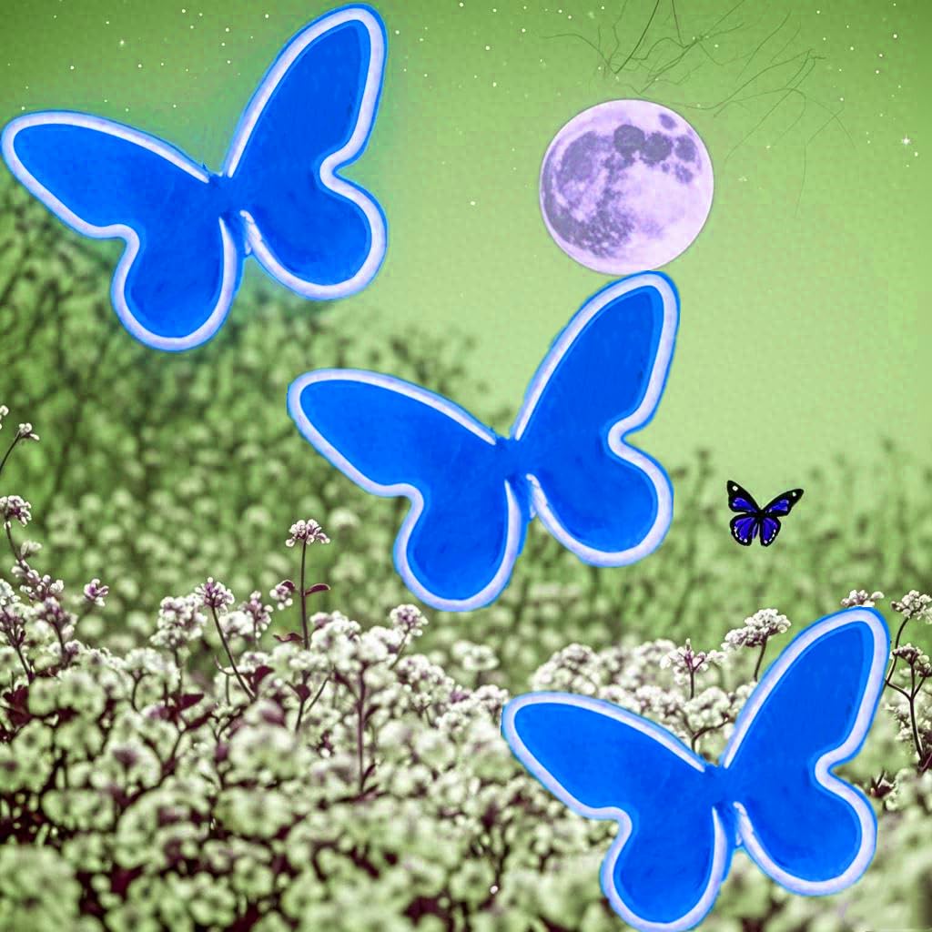 HFHungkeong 3Pcs LED Buterfly Lights USB or 3xAA Battery Powered Butterfly Neon Light Signs Butterfly Wall Art Decorations for Christmas Birthday Wedding Party Home Decor(Blue) — image 1