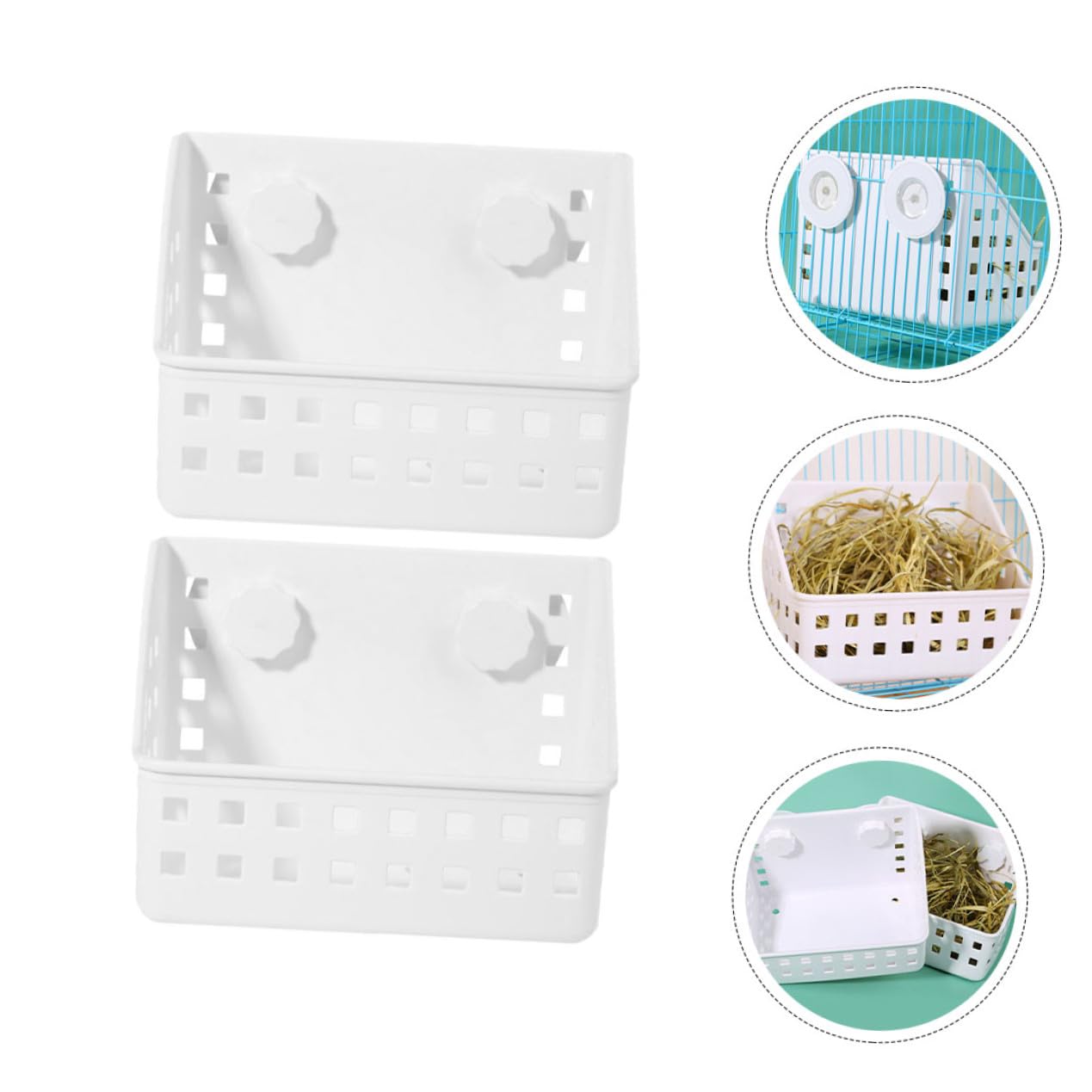 Mangeoire Suspendue pour Lapin, Lot de 2, Plastique Blanc
