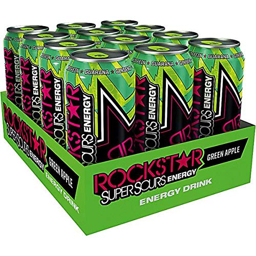 Rockstar Energy Drink Super Sours Green Apple Pomme 0,5l (Pack de 12)