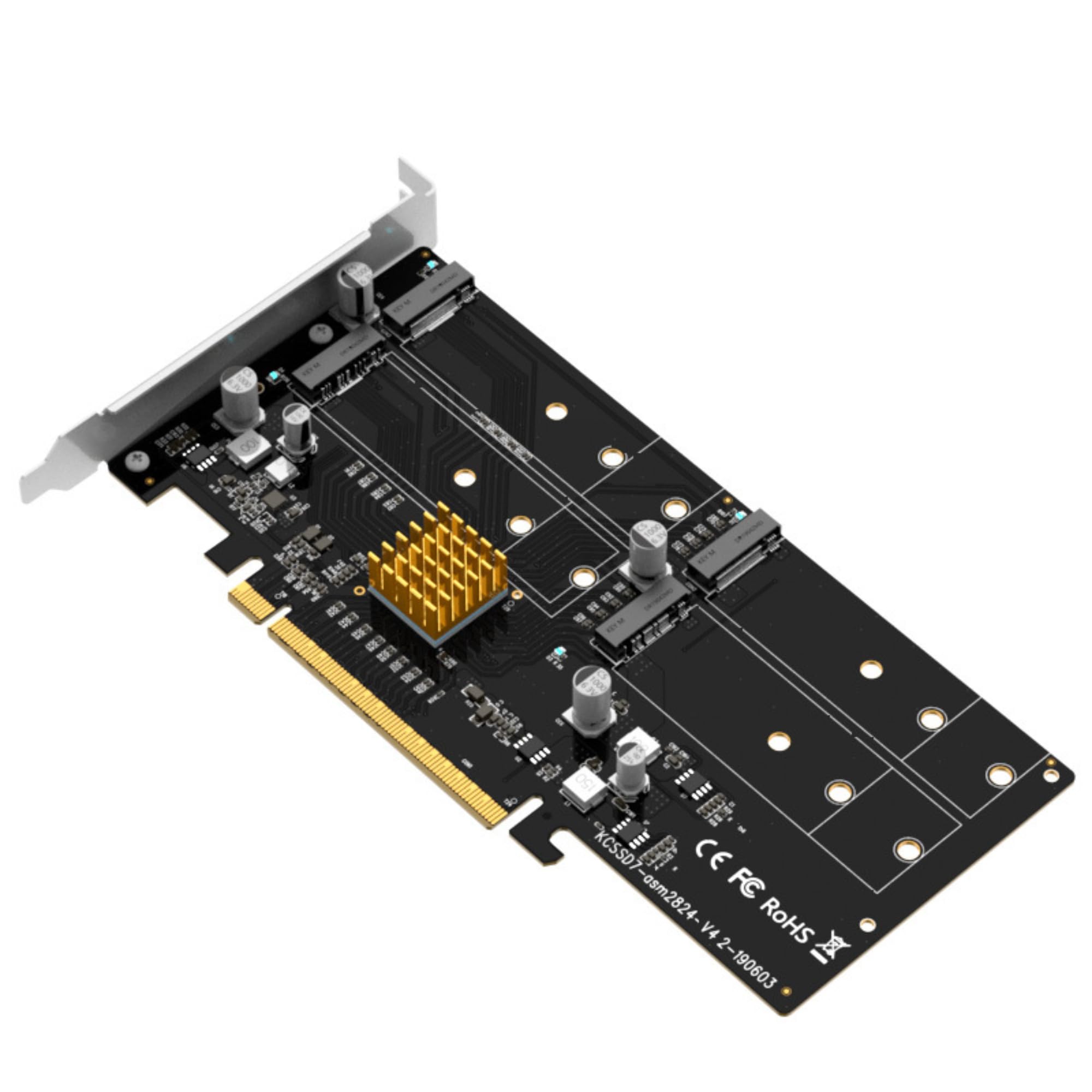 Scheda adattatore RAID da PCIe x16 a M.2 NVMe RAID per M.2 NVMe 2242, 2260 e 2280 SSD, scheda adattatore RAID Array a 4 bay, scheda adattatore per disco rigido per computer, server, stazioni