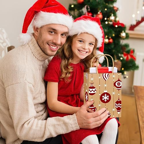 Miniatura 5 de DIYDEC 24 bolsas de regalo de Navidad de papel de estraza de 8 estilos, bolsas de papel de regalo de Navidad de tamaño mediano, bolsas de regalo de