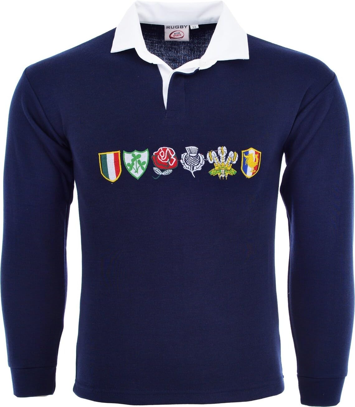 Activewear Men 6 Nation Full Sleeve Rugby Fan Shirts Size S to 5XL (XL, Navy)