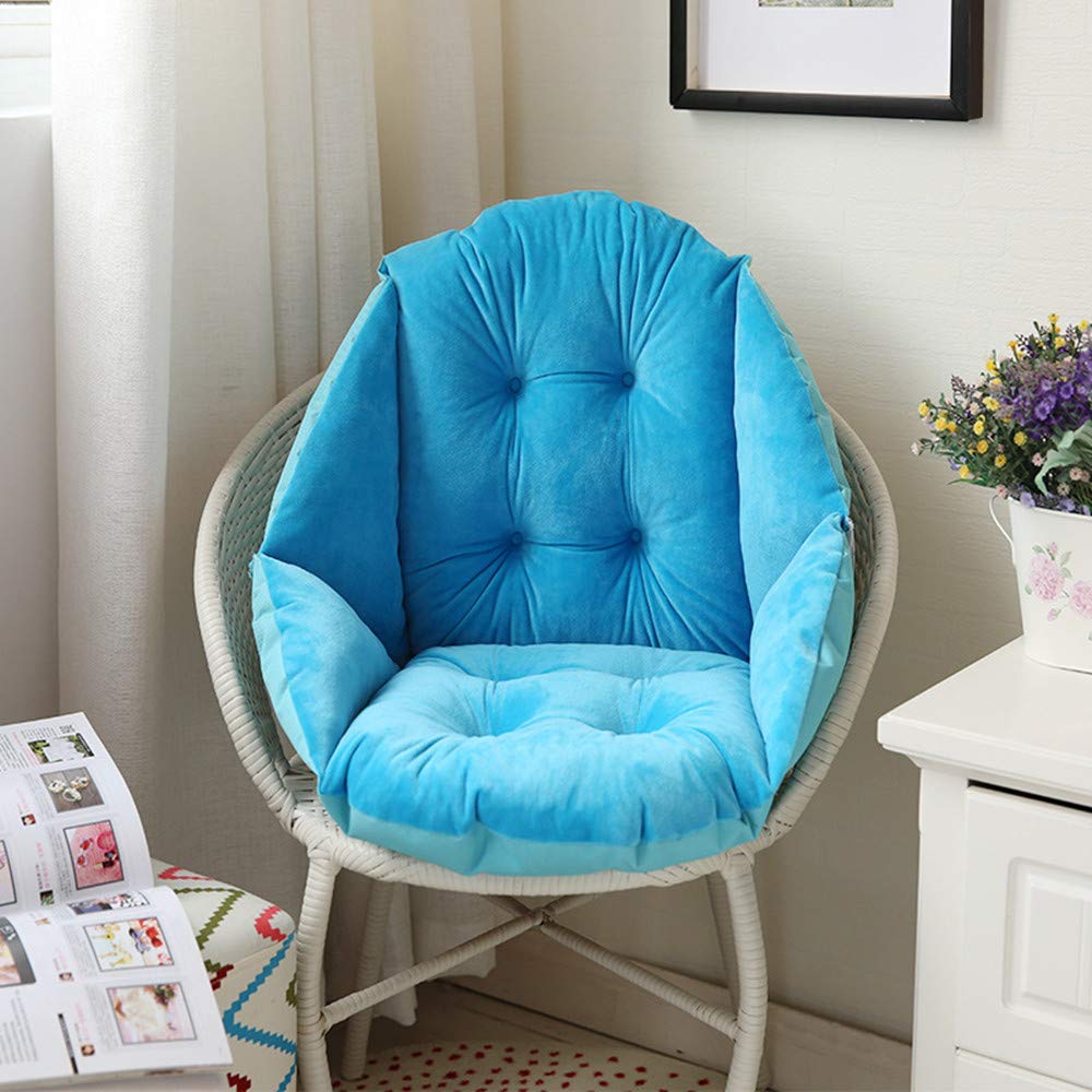 Coussin en peluche hiver bleu ciel pour assise de chaise ordinateur et soutien de la taille