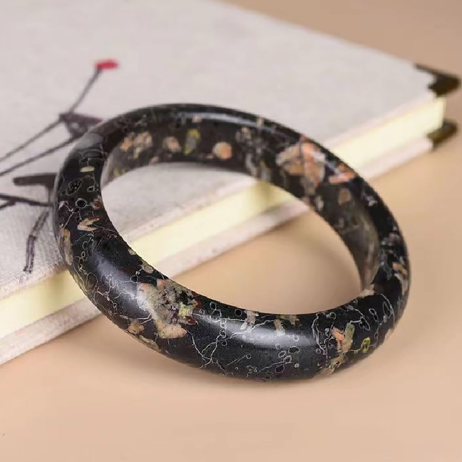 Fengshui - Braccialetto rigido da donna, in vera giada nera, regalo per moglie o mamma, certificato incluso, accessori con pietre naturali
