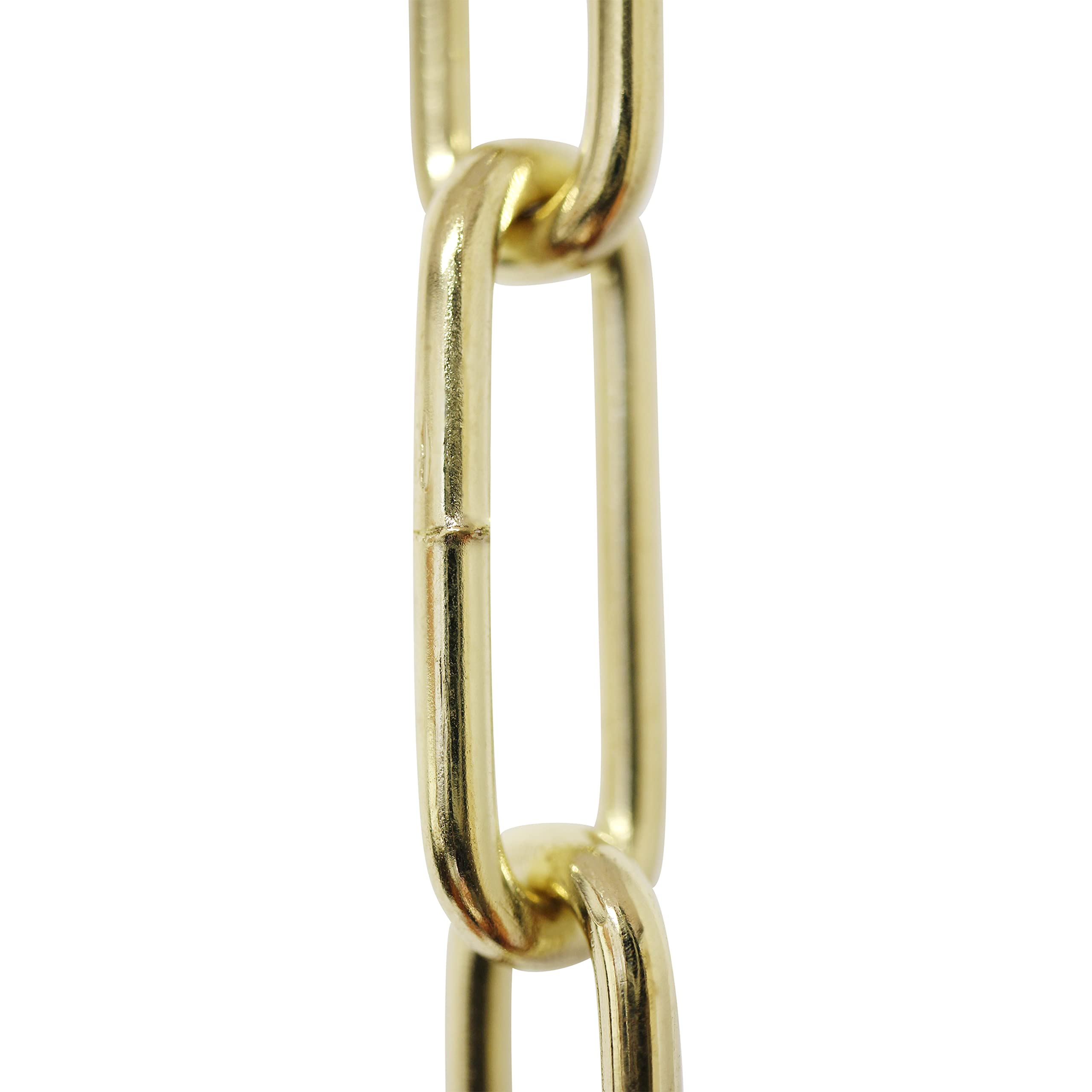 RCH Hardware CH-S59-04-PB-10 |9 Gauge Decorative Solid Steel Oval Link Fixture Chain | 10 Foot Increments | Polished Brass Finish