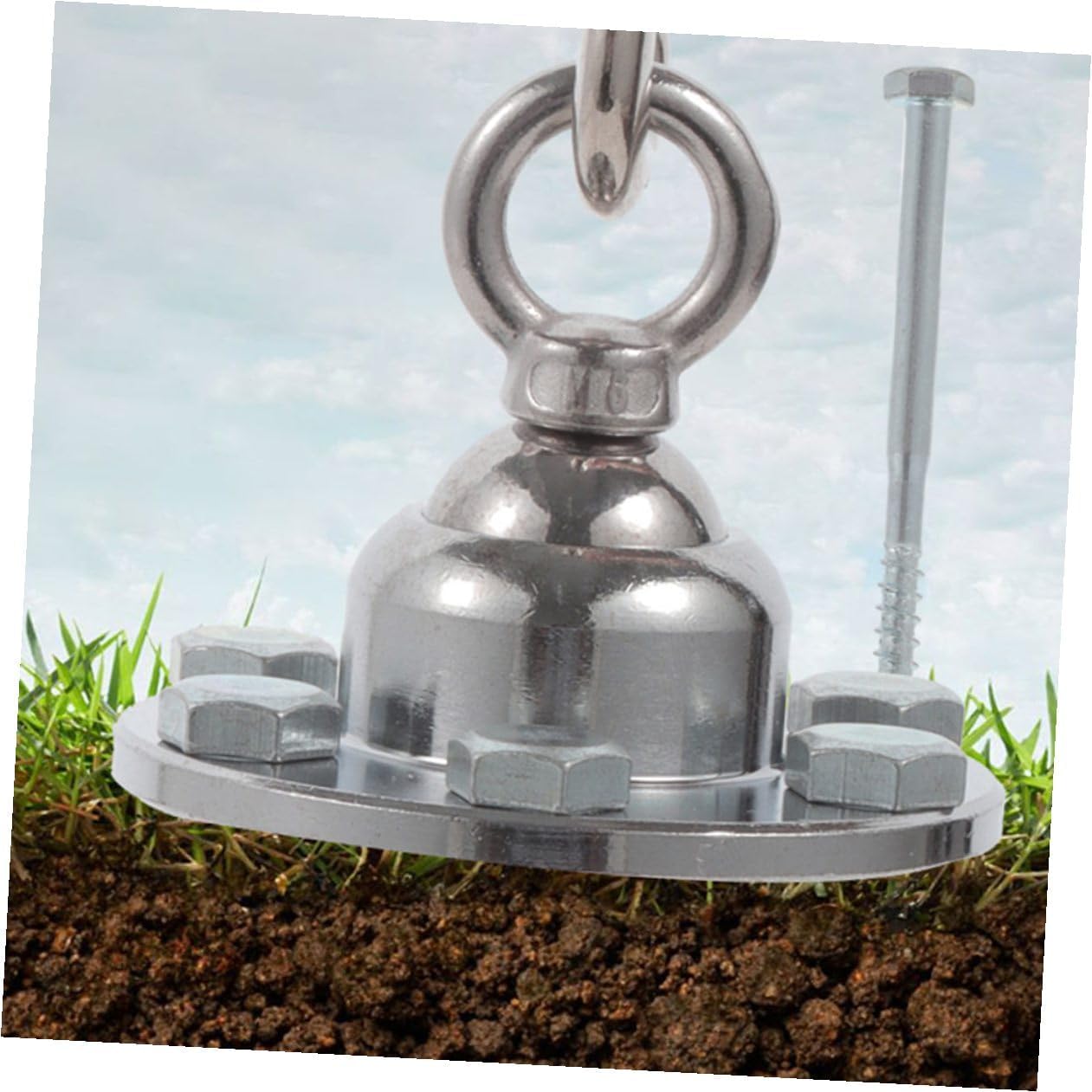 Rotating Stainless Steel Dog Tie Out Stake with Round Ball Design Outdoor Pet Fixing Pile for Camping and Large Dogs Wire Rope Attachment