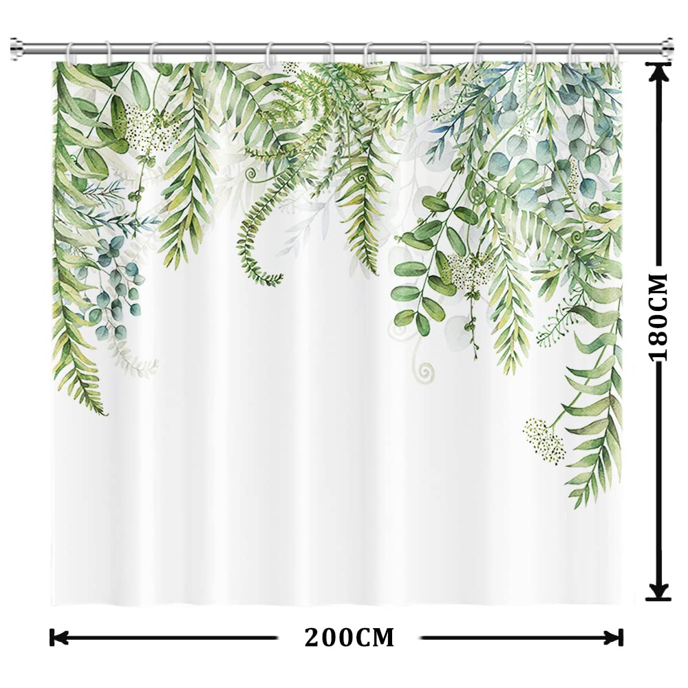 Uiiooazy Cortina de Ducha de Hoja Eucalipto, Cortinas de Ducha Verde Oro Abstracto Planta Cortinas de Baño Antimoho Impermeable Lavable Tejido de Poliéster Cortina Ducha con Ganchos 90x180cm — view 18