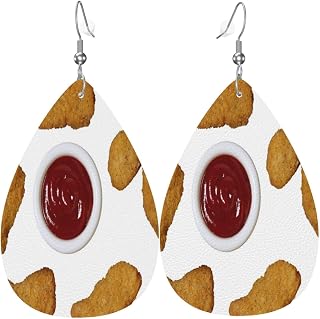 Fried Chicken Nuggets Water Droplet Shaped Earrings, Uniquely Shaped Earrings Designed With Pvc Material To Enhance Your Charm