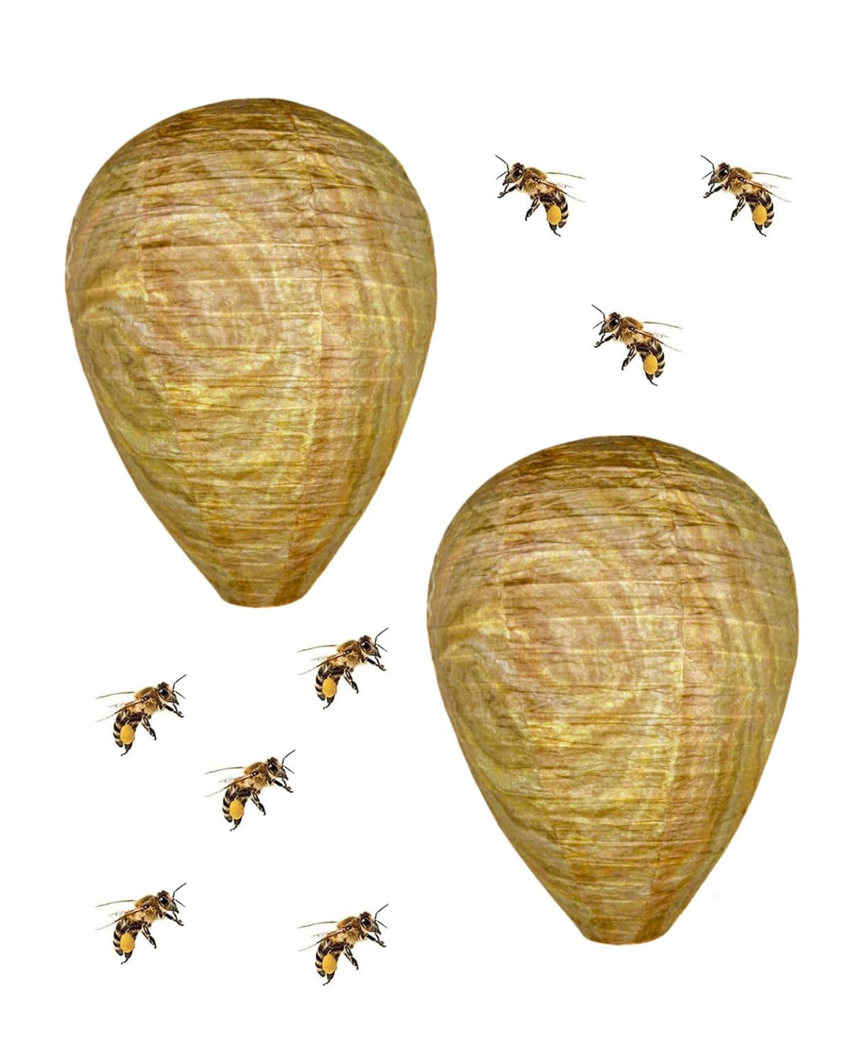 LOZTBUE Pack of 2 Fake Wasp Nest, Weatherproof, Wasp Protection, Wasp Trap, Artificial Wasp Nest, Bee Repellent, Balcony/Garden Outdoor Wasp Protection