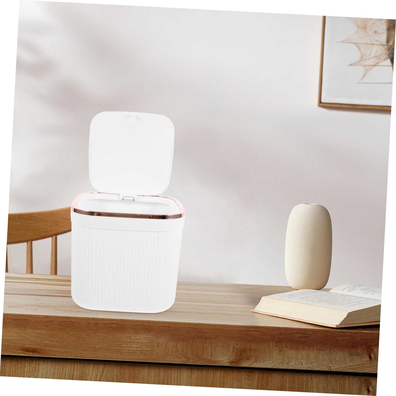 FONDOTIN Versatile Desktop Trash Can Countertop Mini Trash Can for Office Living Room Home Decorative Lid Multifunctional Waste Basket