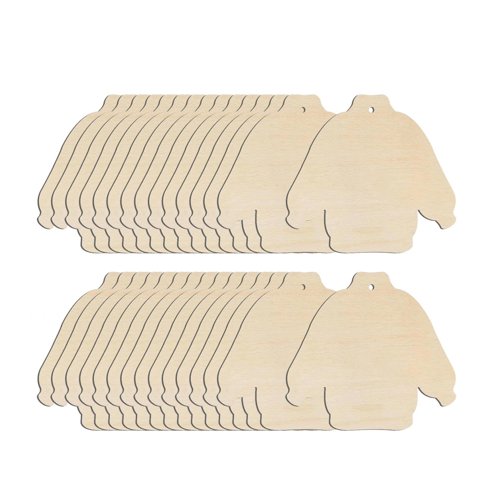 30 Pieces Unfinished Wood Craft Cutouts for Holiday Gift Hanging Decorations Sweater-image-5
