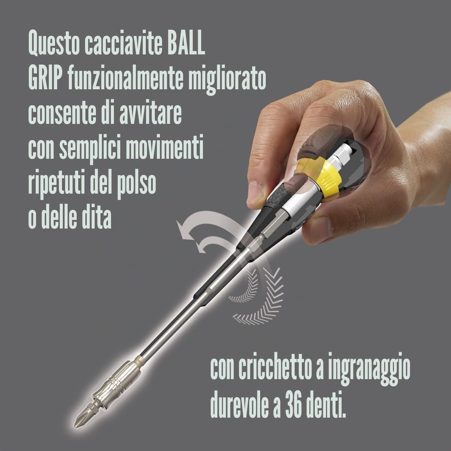 VESSEL - Cacciavite a cricchetto intercambiabile con impugnatura sferica, set da 10 pezzi Set di punte 2200MBH120K01.