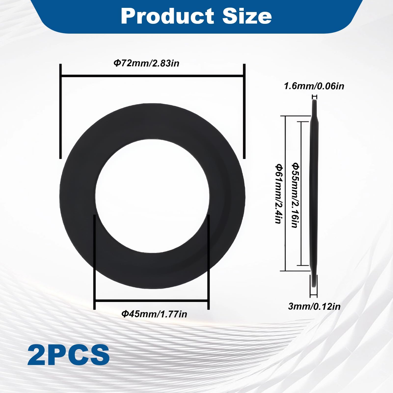 2x WC-Spülventildichtung Kompatibel Mit Siamp Optima 49 & 50 – Gummiersatz 72x45mm, Schwarz, Passend Zu 34490507