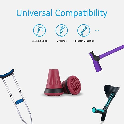 Miniatura 2 de Rehand Puntas de bastón, punta colorida todo terreno para caña y muleta, puntas de caña de 34 pulgadas resistentes, almohadilla de repuesto de goma