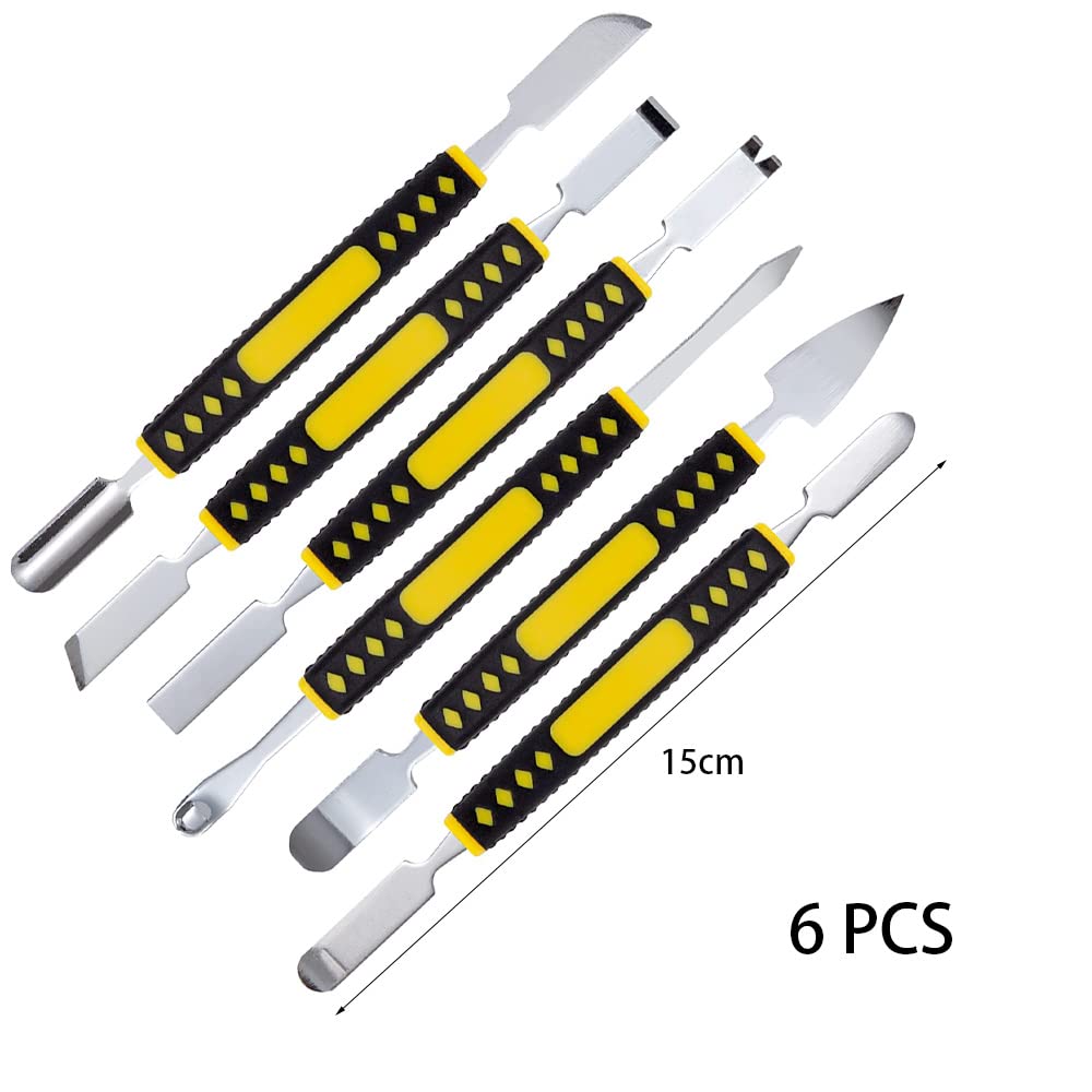 6Pcs Strumenti di Riparazione di Elettronica Set di Spudger in Metallo a Doppia Estremità Strumento di Smontaggio di Apertura per Tablet, Telefono Cellulare