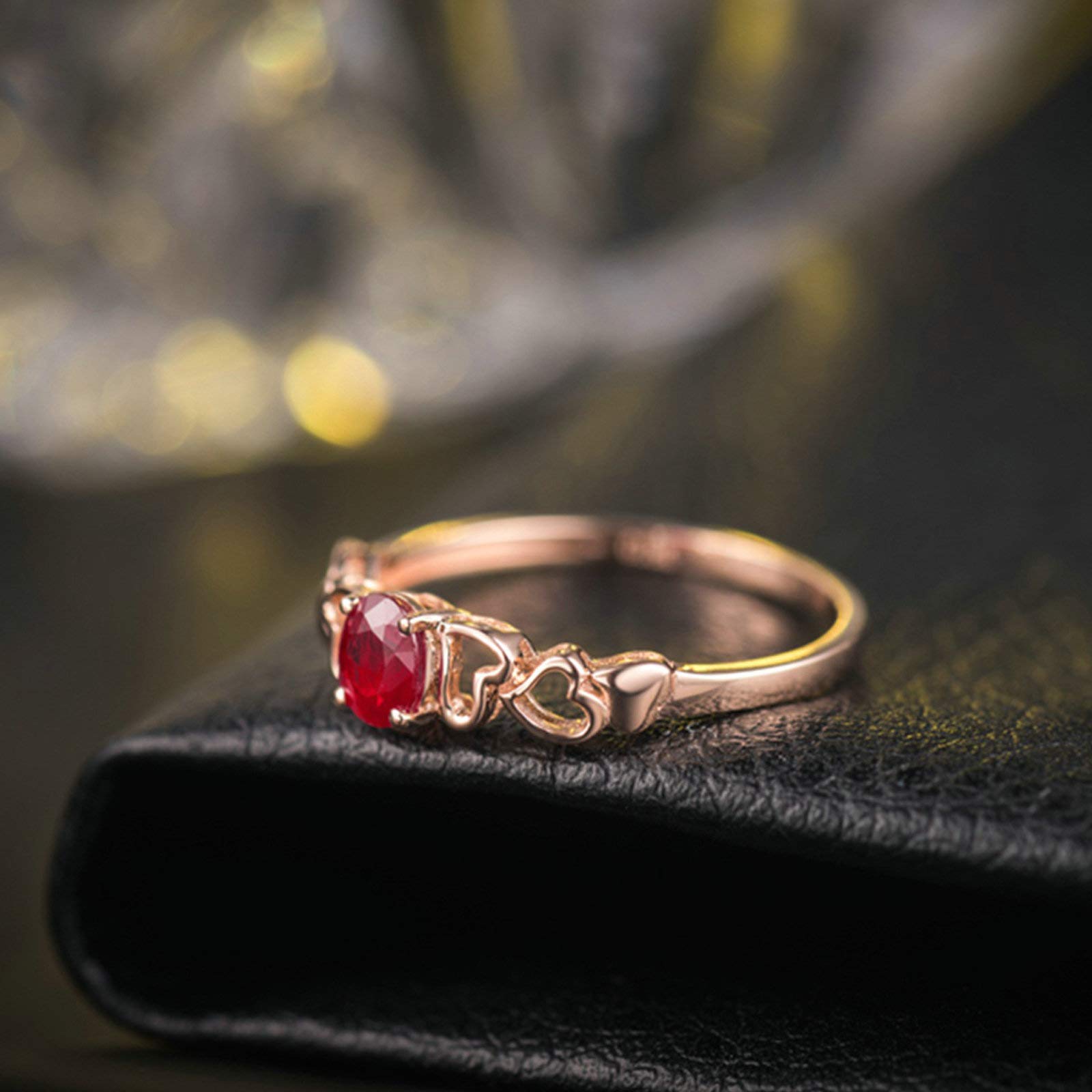 Pierścionki ślubne z różowego złota 750 18 K, kształt serca z 0,38 ct rubinowymi obrączkami ślubnymi stylowa biżuteria obrączki zaręczynowe na urodziny Boże Narodzenie z pudełkiem na biżuterię, U 1/2, colore: Różowe złoto, cod. BSL19W9FNZB3019