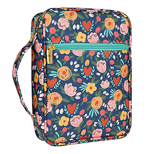 Bible Cover, Christ Garden Canvas Bible Case With Floral Pattern For Women Girls 7.5X10X2.5 In, Fits Bibles Up To 6.4X 9.2X2 In #TOP1