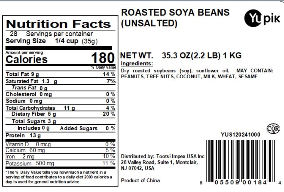 Yupik Beans, Salted Dry Roasted Soya, 2.2 Pound