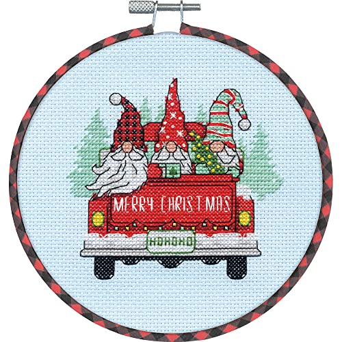Image of Dimensions Truck Gnomes Counted Cross Stitch Kit, 6 inch D, Blue,Red 6