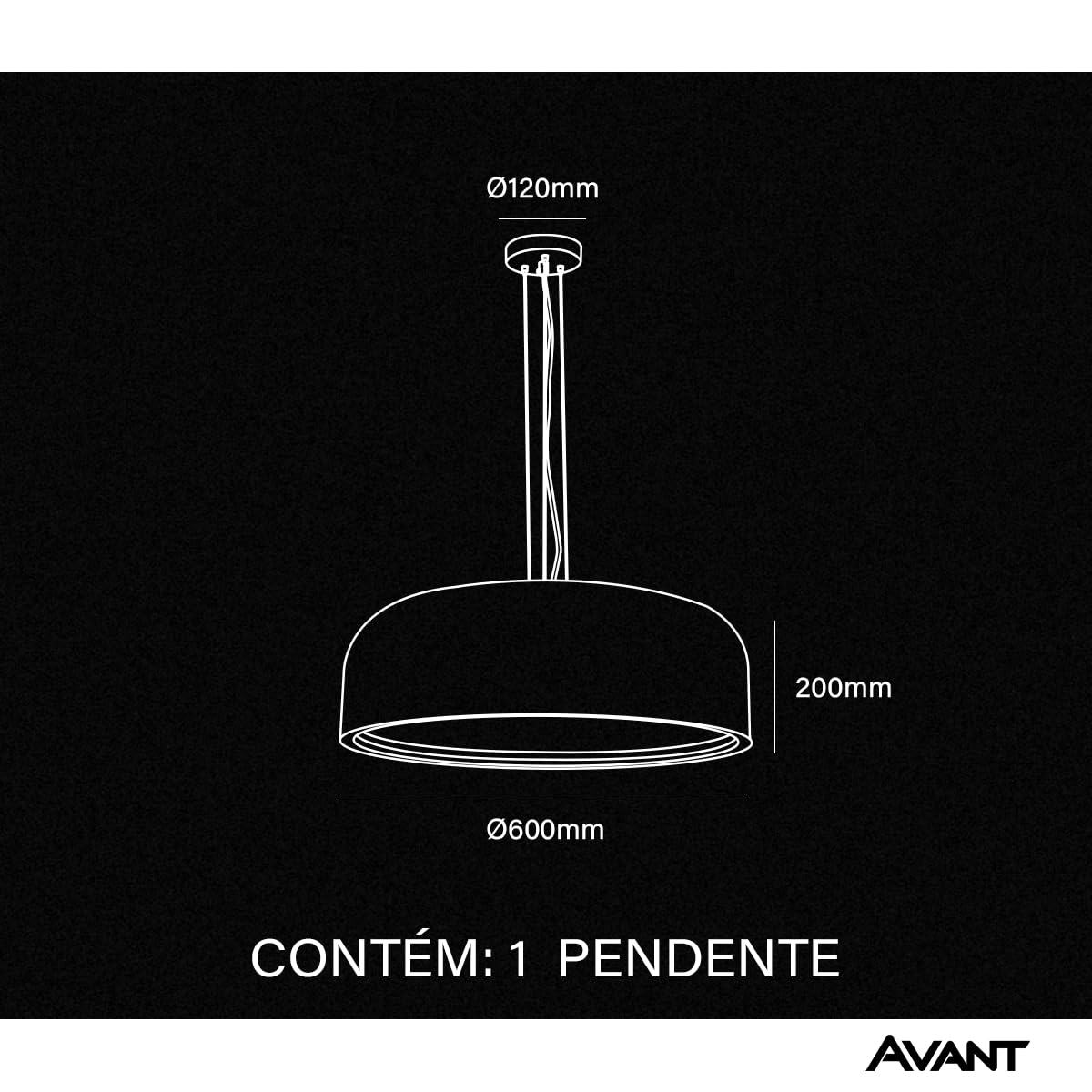 Pendente Baccino 3Xe27, Avant, 489570001, Neutro Brilhante
