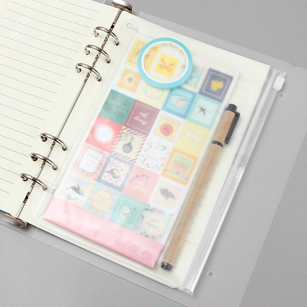 4 Piezas Cubierta de Carpeta A5 Protectora para Carpeta Anillas A5 Recargable de 6 Anillos Tapa de Plástico Transparente de Carcasa