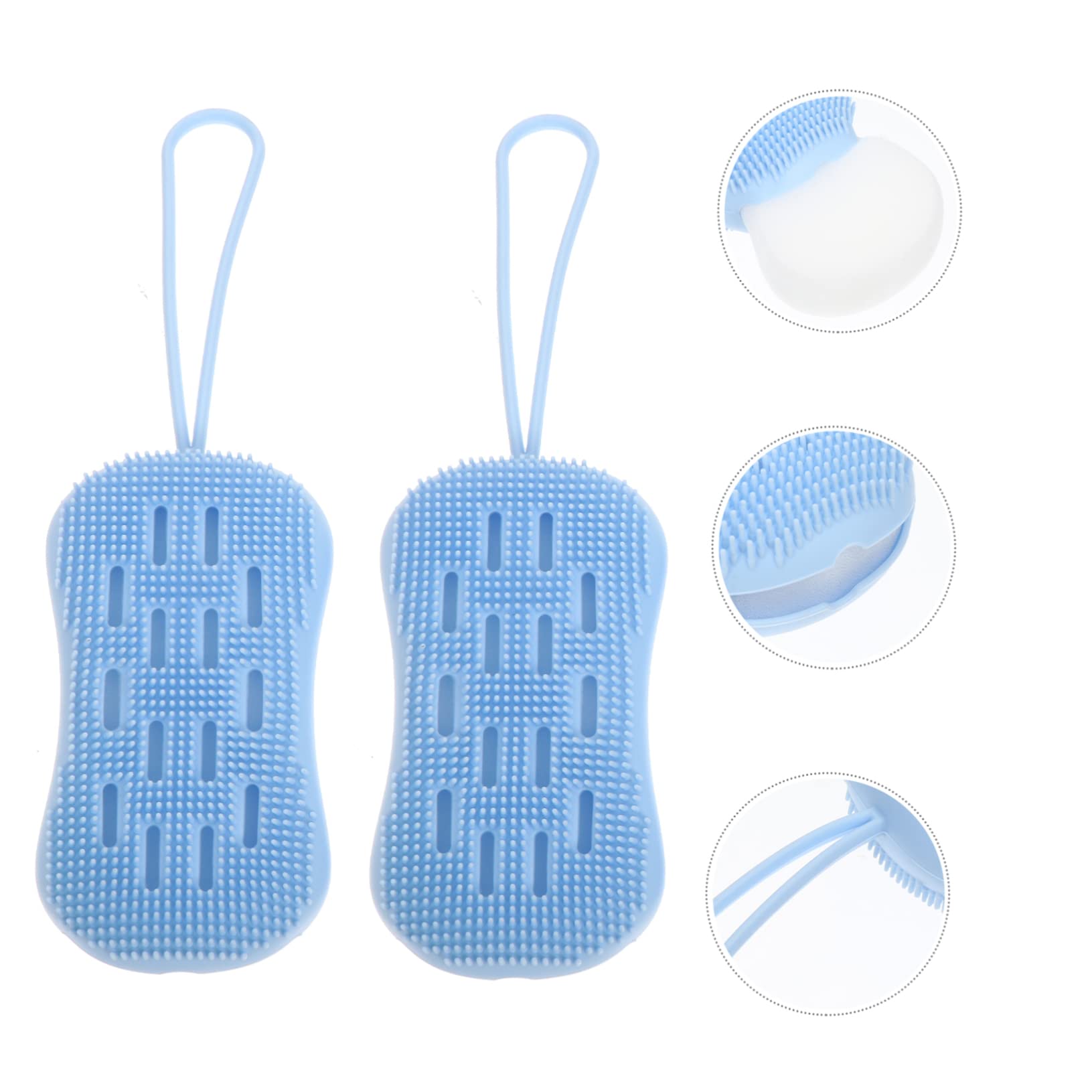 Healvian 4piezas Esponja De Baño Multifuncional Cepillo De Limpieza y Masaje Para Cuerpo Herramienta De Ducha Cuerda Para Colgar Para Uso Diariamente Espacios Reducidos