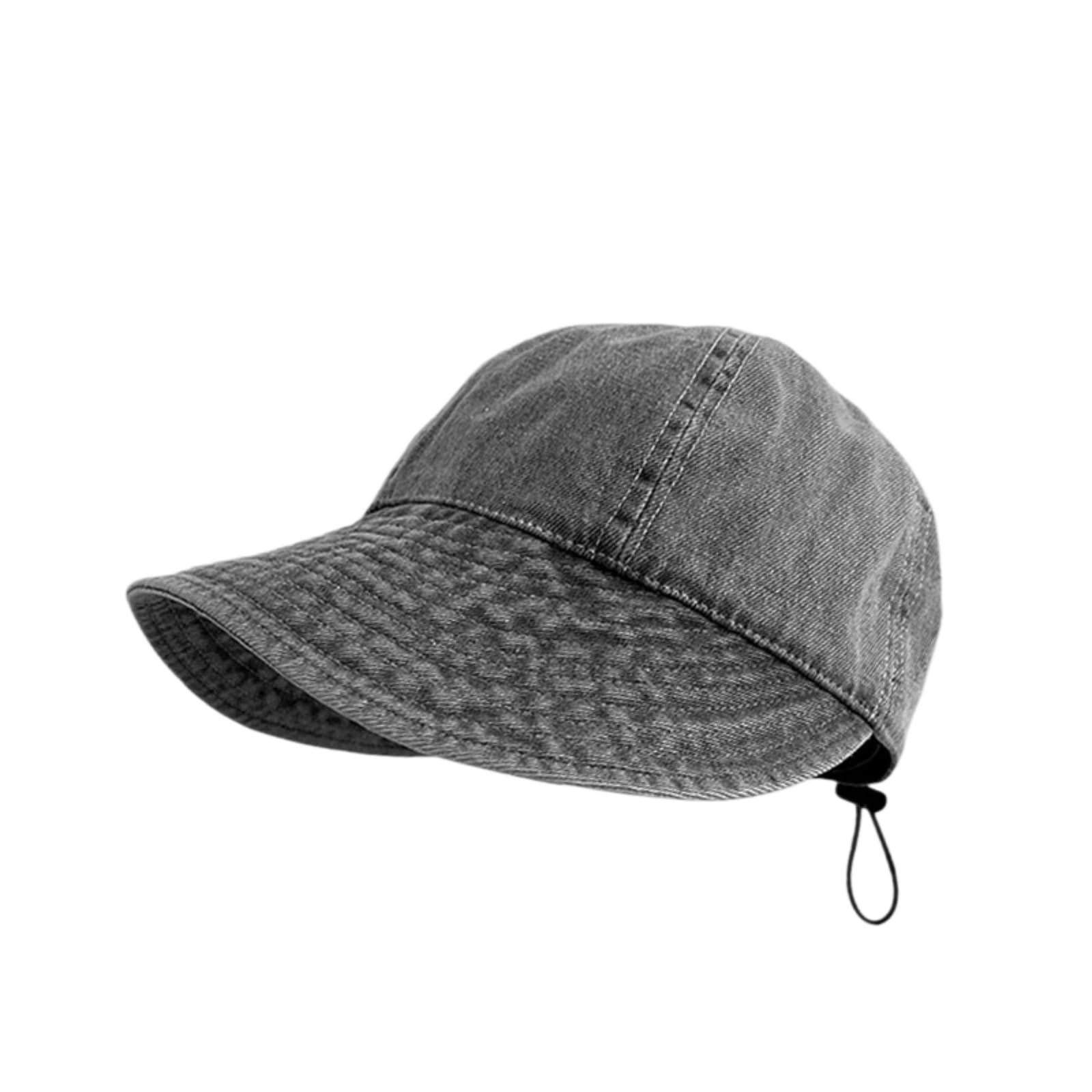 Cappellino da Baseball,Cappello Pescatore Casual Cappello in Denim Lavato, Sole Ampio Bordo Vintage con Design Regolabile per Gite Estive-Black-Adjustable