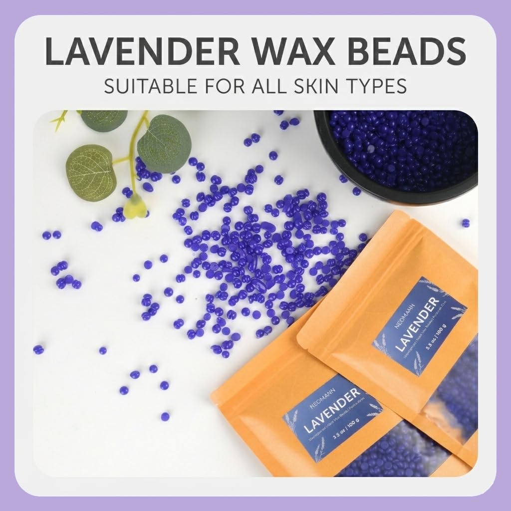 Waxer II LAV Kit Ceretta Brasiliana Professionale | Scaldacera Nero con Pentolino Antiaderente, 400g Perle di Cera alla Lavanda, Spray Pre e Post Epilazione e 20 Spatole