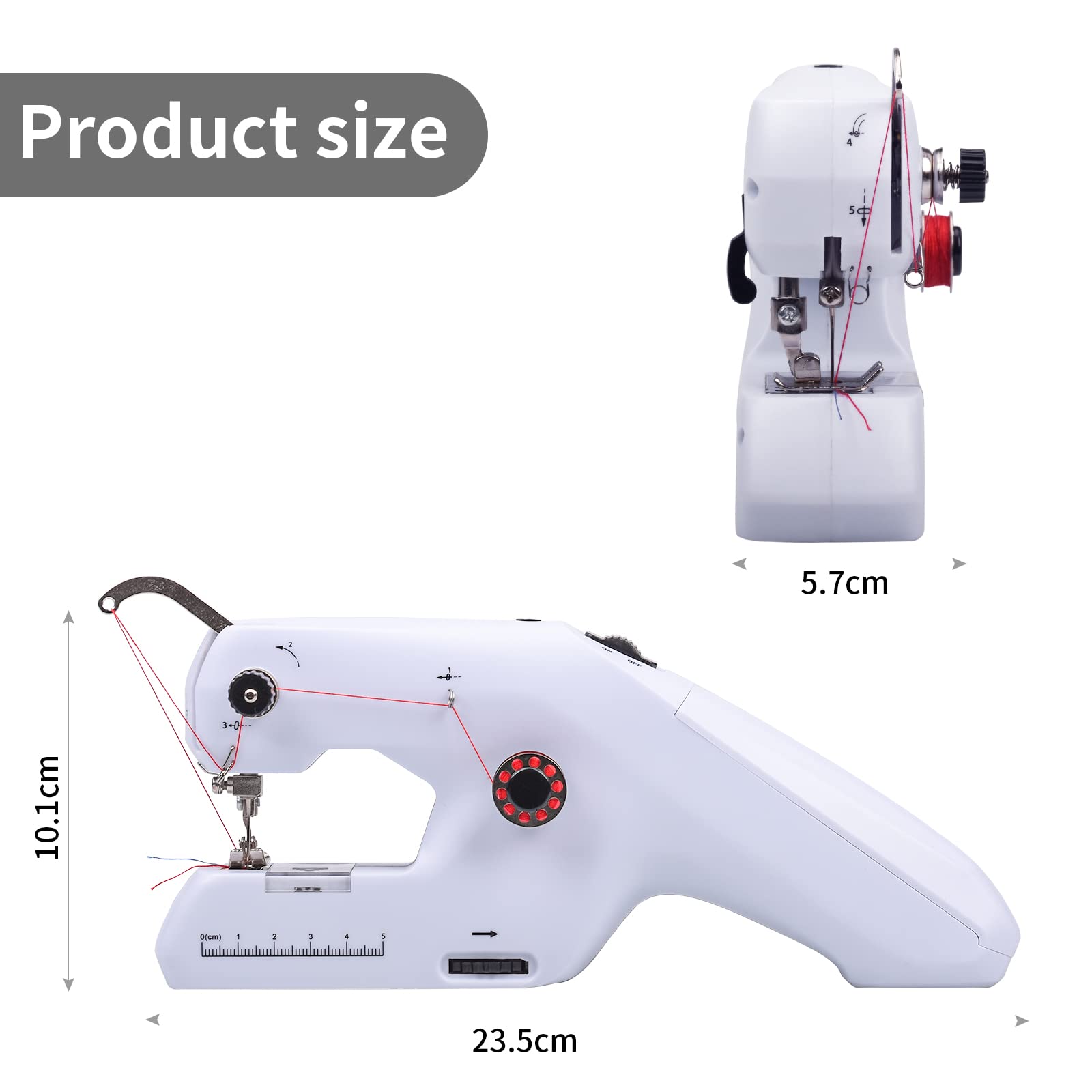 Machine à Coudre Électrique Portable, Équipé D'une Aiguille et D'un fil, Facile à Utiliser, Adaptée aux Débutants et Aux Enfants, Applicable aux Vêtements, Rideaux, Jouets en Peluche