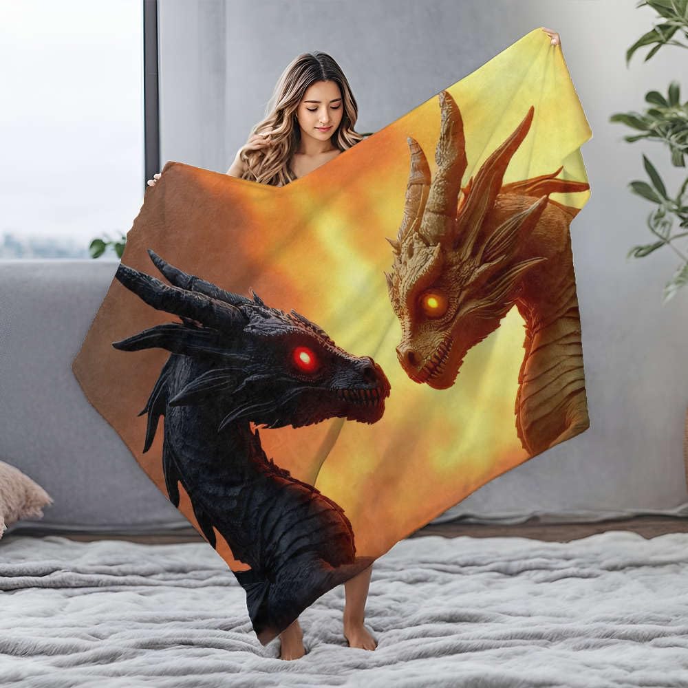 Couverture deux dragons pour réchauffer vos soirées cinéma au salon