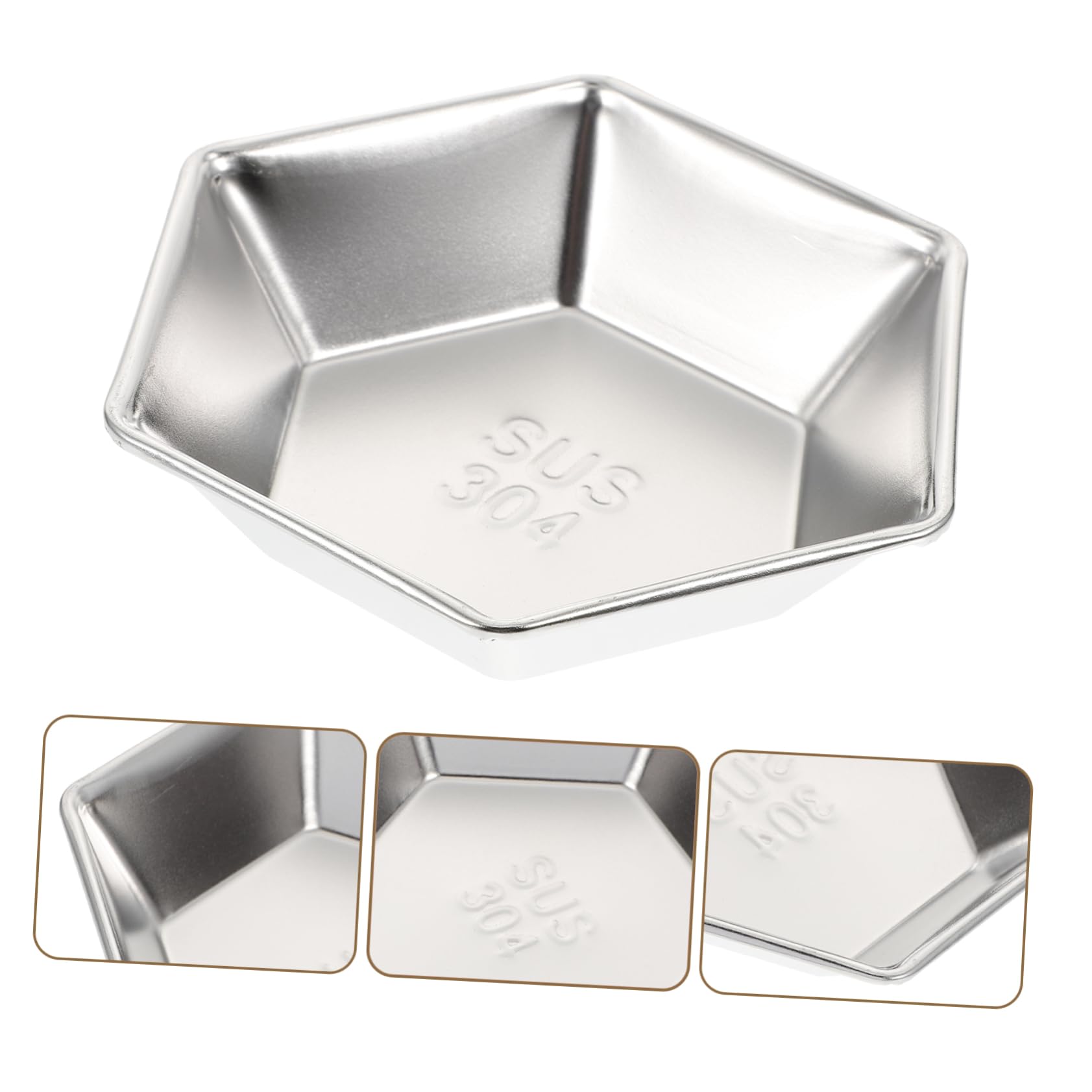 OFFSCH 304 Stainless Steel Diamond Fruit Tray Hexagon Plate Easy Clean Serving Dish for Snacks Condiments