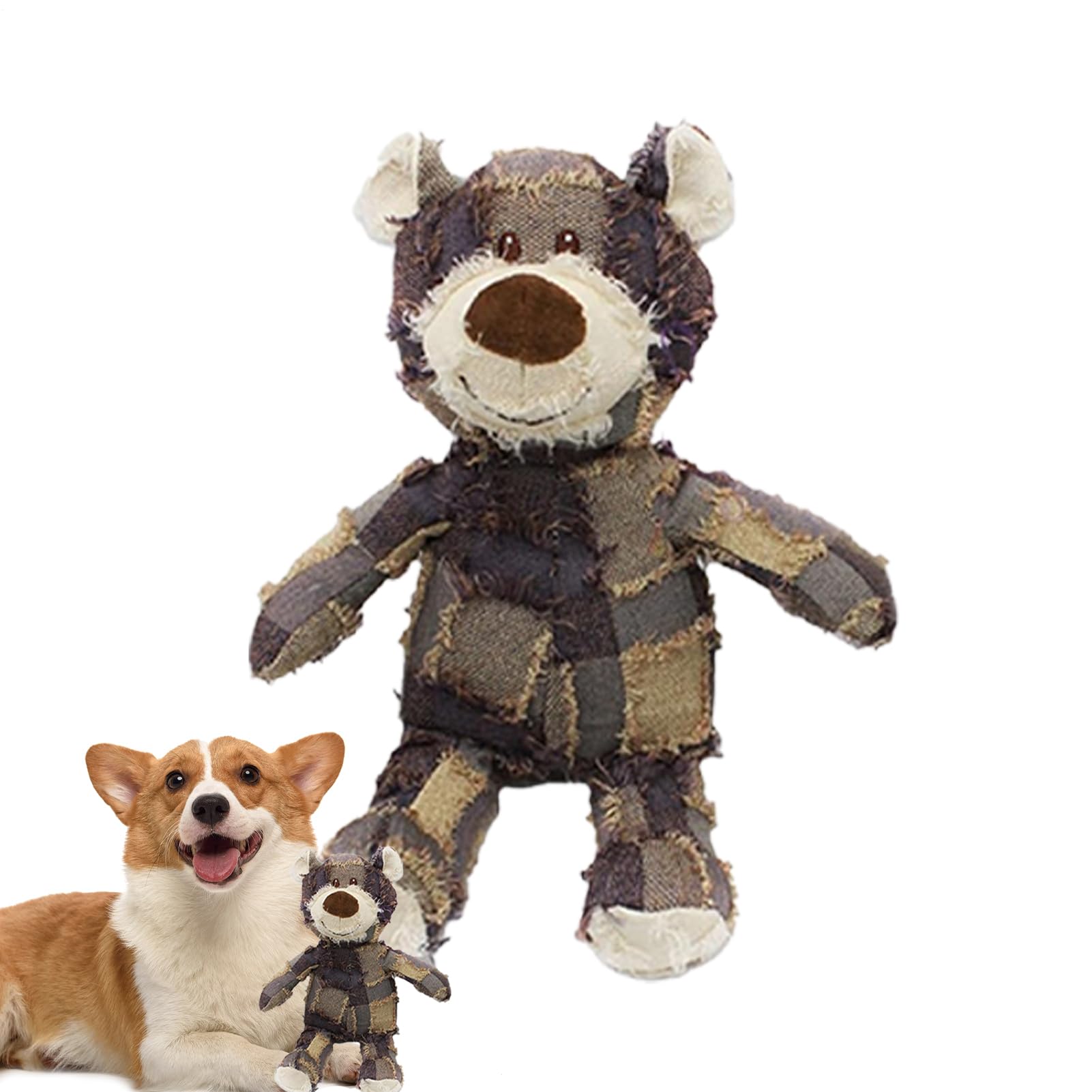 Unbreakable Bear Dog Toy, Robust Plush Dog Squeaky Chew Toys Indestructible For Aggressive Chewers, Interactive Soft Stuffed Animal Bear For Puppy, Pet Companion Training Supplies To Relieve Boredom