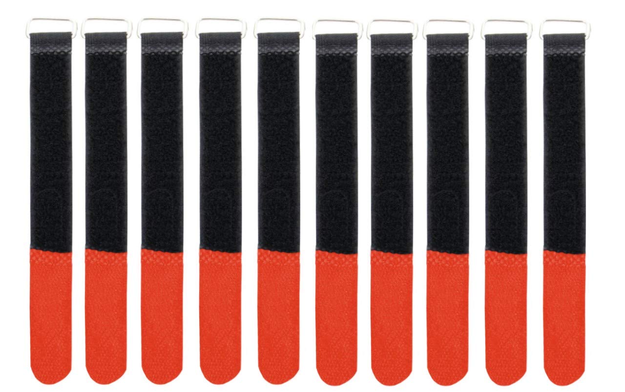 Infitronic INPKB2030ROT INPKB2030ROT-10 x Cable Ties with Metal Eyelet Velcro/Fleece on Different Sides (20 x 300 mm Red)