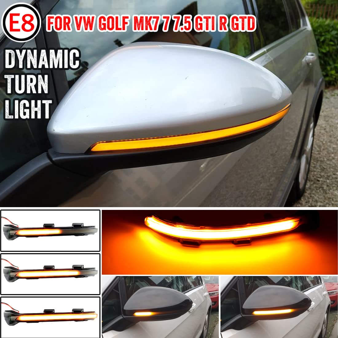 Dynamiczny kierunkowskaz Lusterko wsteczne Przydymione soczewki W??cz kierunkowskaz ?wiat?o LED Turn Singal Migacz Kompatybilny z VW Golf MK7 7 7.5 GTI R GTD 2012-2020