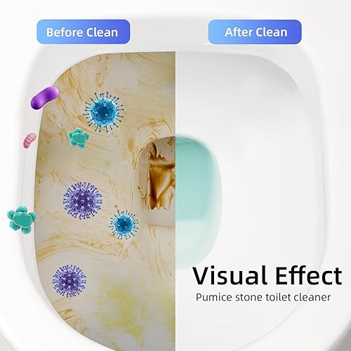 Miniatura 6 de LZLOOK Juego de escobilla de inodoro y soporte con piedra pómez, cepillo de inodoro de mango largo, limpiador antisalpicaduras, base ventilada sin