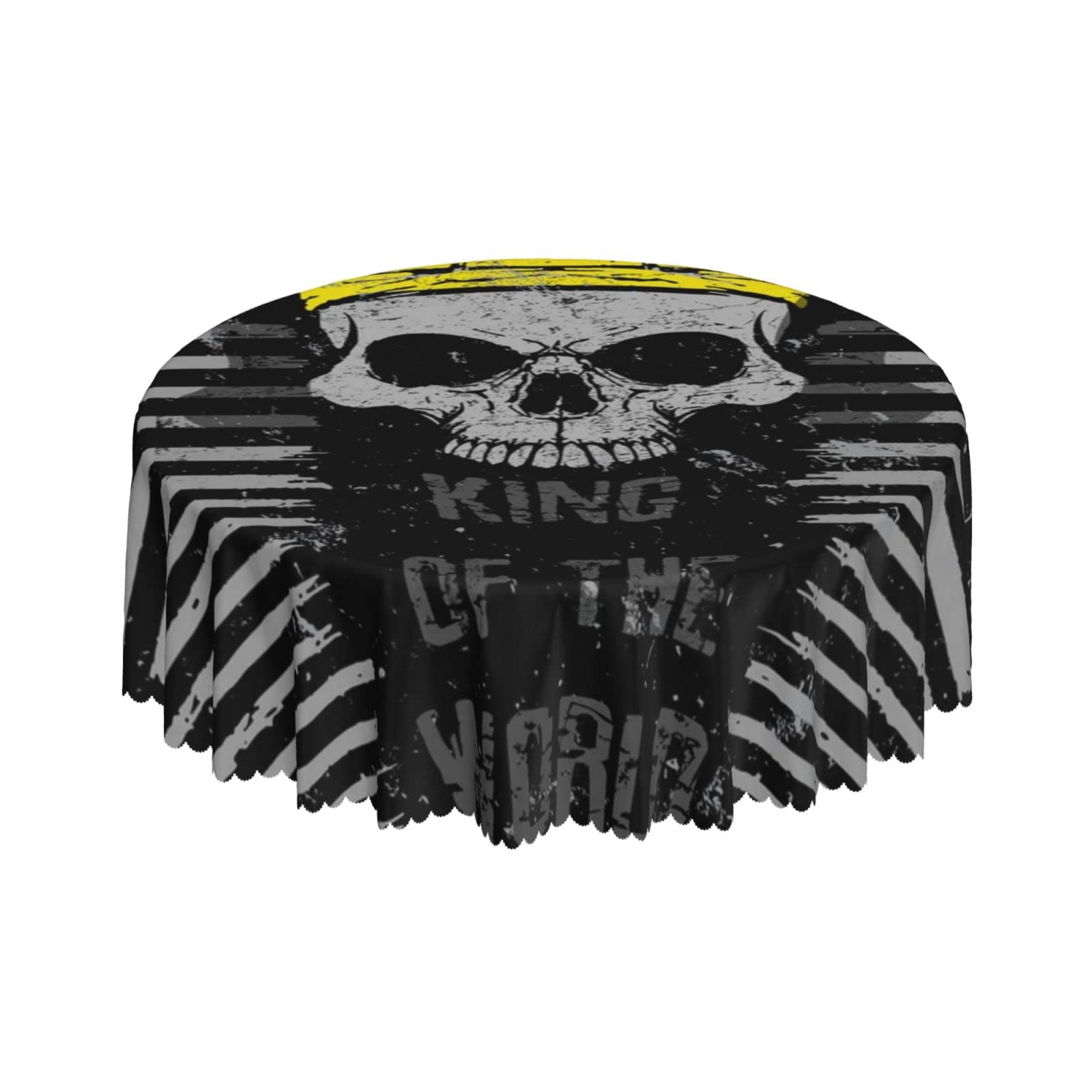 Lsjuee Skull Egypt Death Crown Round Tablecloth 60 Inch Printed Washable Tablecloth for Dining Party Holiday Fall Home Decorative