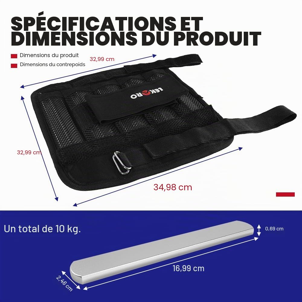 Lot de 2 poids de poignet réglables, poids amovibles pour poignet et cheville pour homme et femme, pour le fitness, la marche, le jogging, l'entraînement, la course à pied