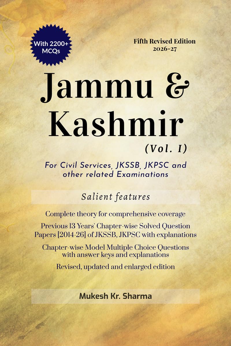 Livre Jammu & Kashmir Vol 1 5e édition pour concours JKSSB JKPSC