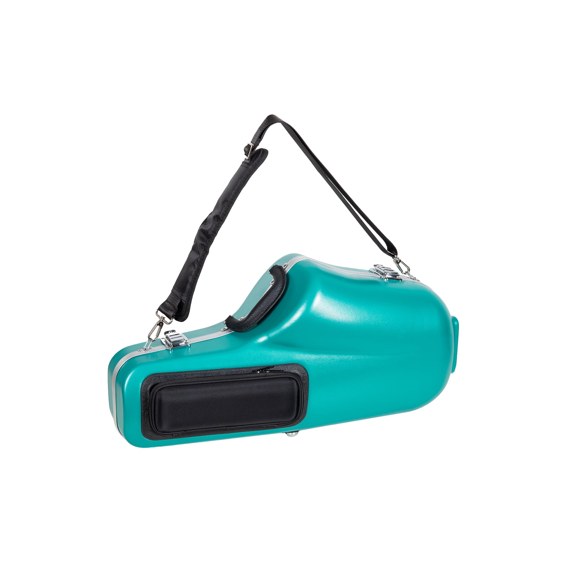 Crossrock Étui Contour ABS pour Saxophone Alto | Finition Bleu Menthe, Intérieur Velours Bourgogne, Serrure, Poche Accessoire, Poignée Ergonomique