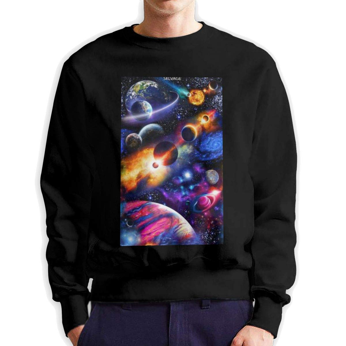 Outer Space Solar System Sleeve Long Shirt Top Tops Casual Sweatshirt Blouse Tee Shirts Tees Classic Crewneckpatchwork Short Teen Big Blouses