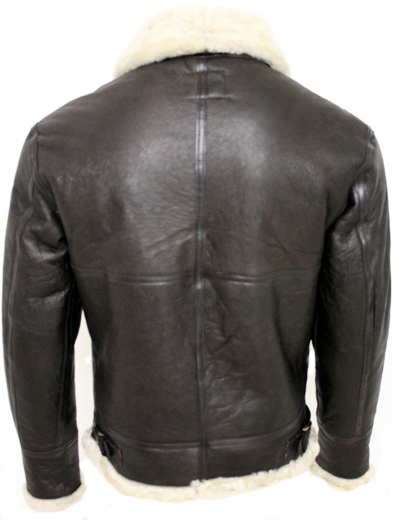 Infinity Leather Hombres Crema Cuero B3 Shearling piel de oveja WW2 bombardero aviador chaqueta
