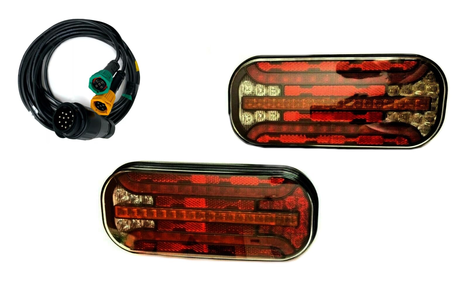 2x LED Rückleuchte 6-functional dynamische Blinker Laufblinker 5 PIN Bajonett mit Kabel 4m Anhängerbeleuchtung